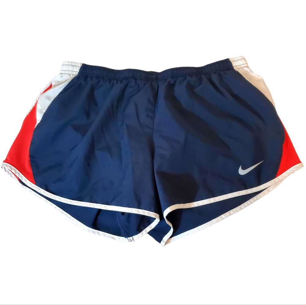 Nike L Tempo Running Athletic Track Shorts Built-in Liner Navy Red White…